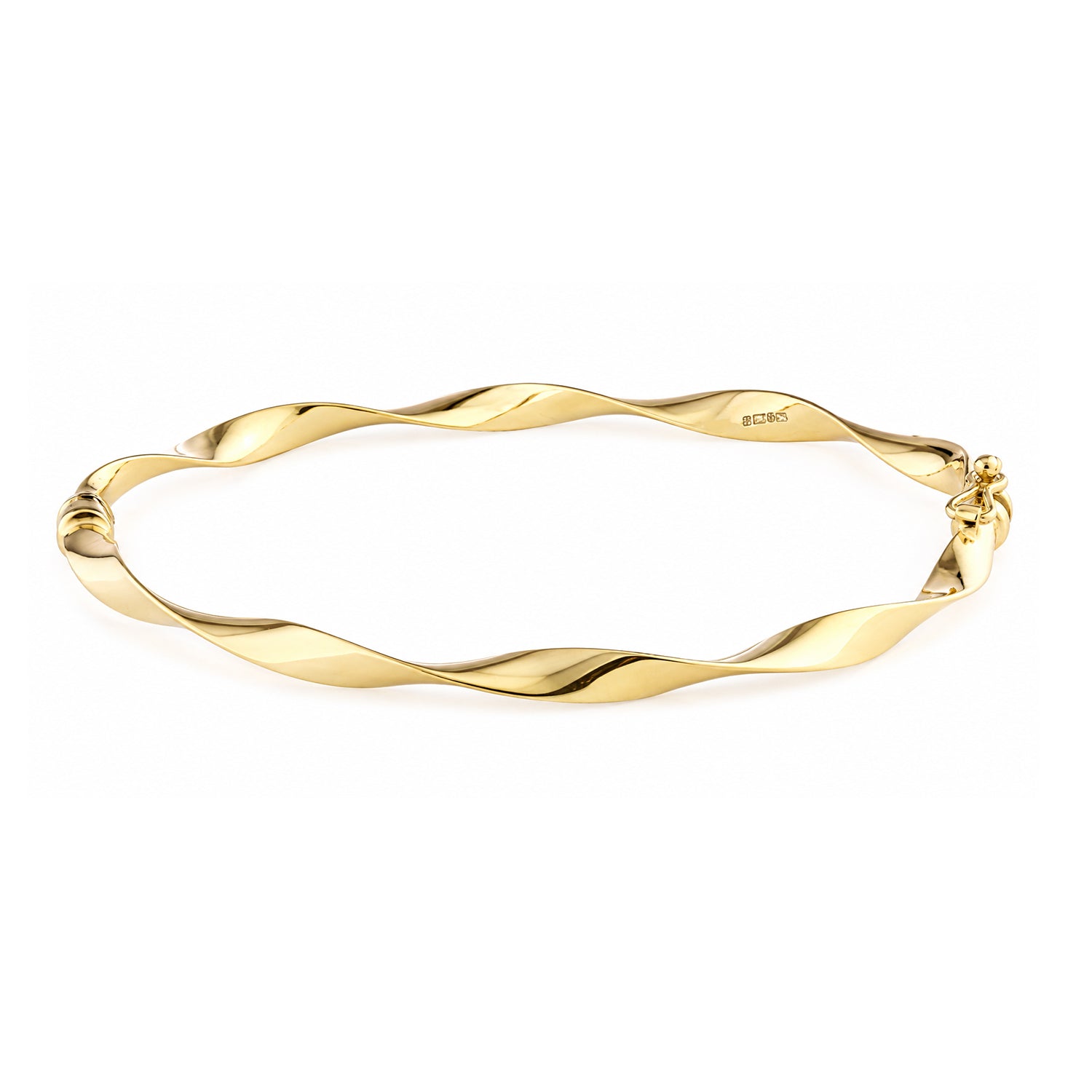 9ct Yellow Gold 6x5cm Twist Bangle