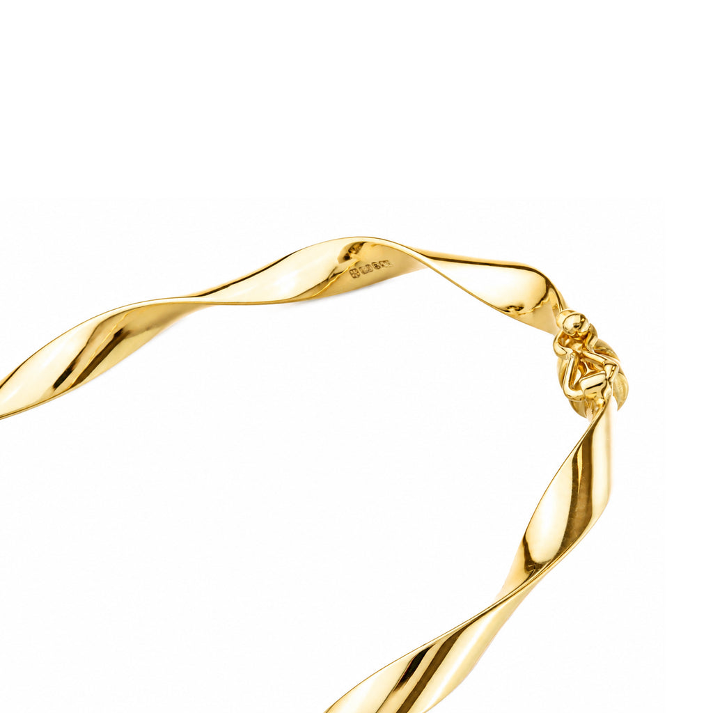 9ct Yellow Gold 6x5cm Twist Bangle