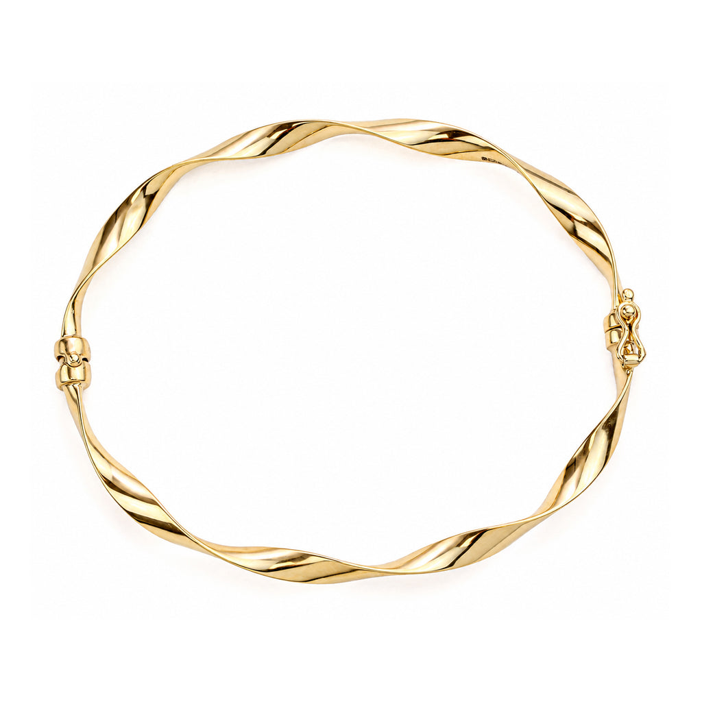 9ct Yellow Gold 6x5cm Twist Bangle