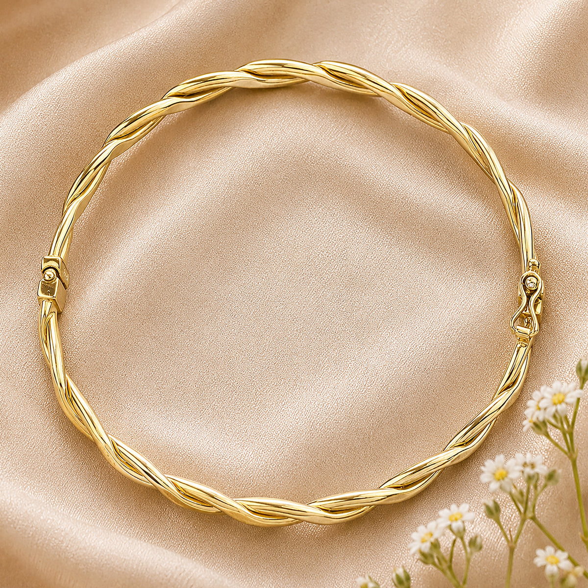 9ct Yellow Gold 6x5cm Infinity Bangle