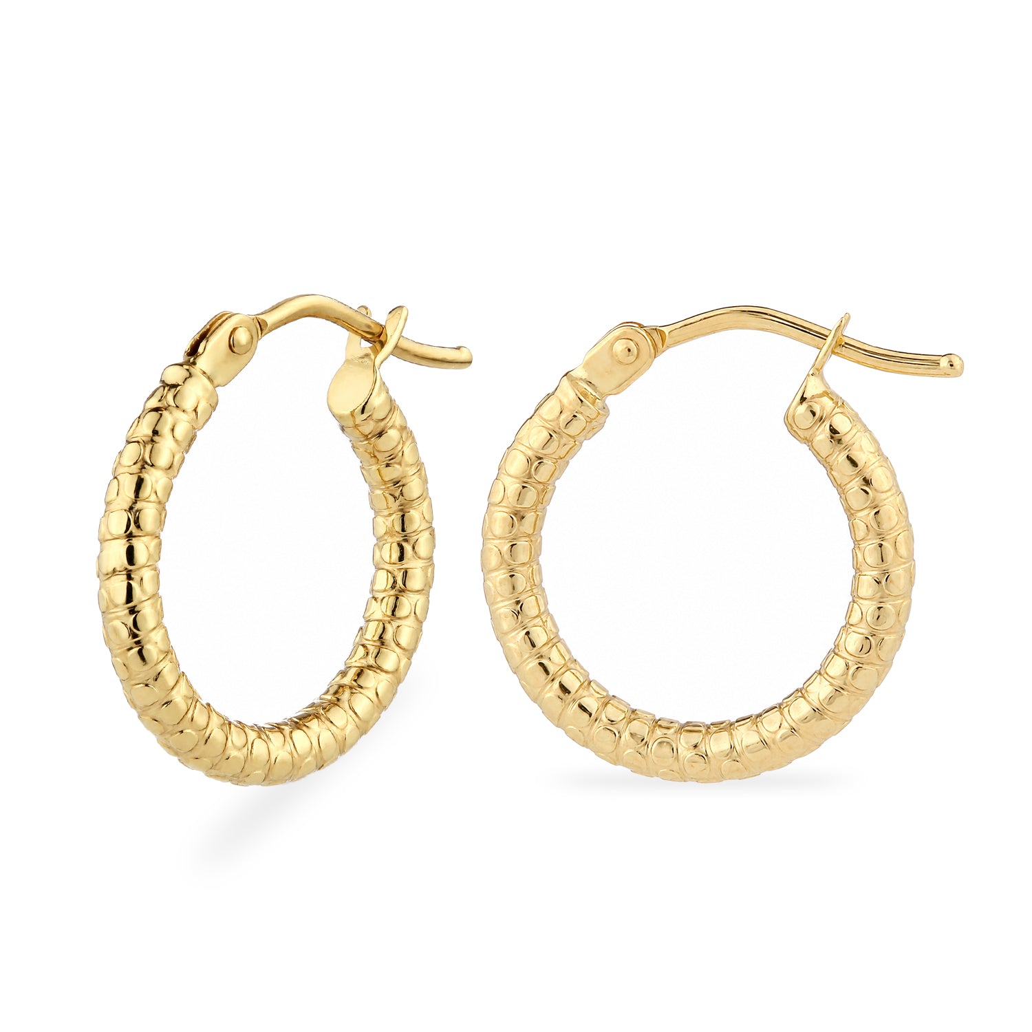 9ct Yellow Gold Diamond Cut Hoop Earrings