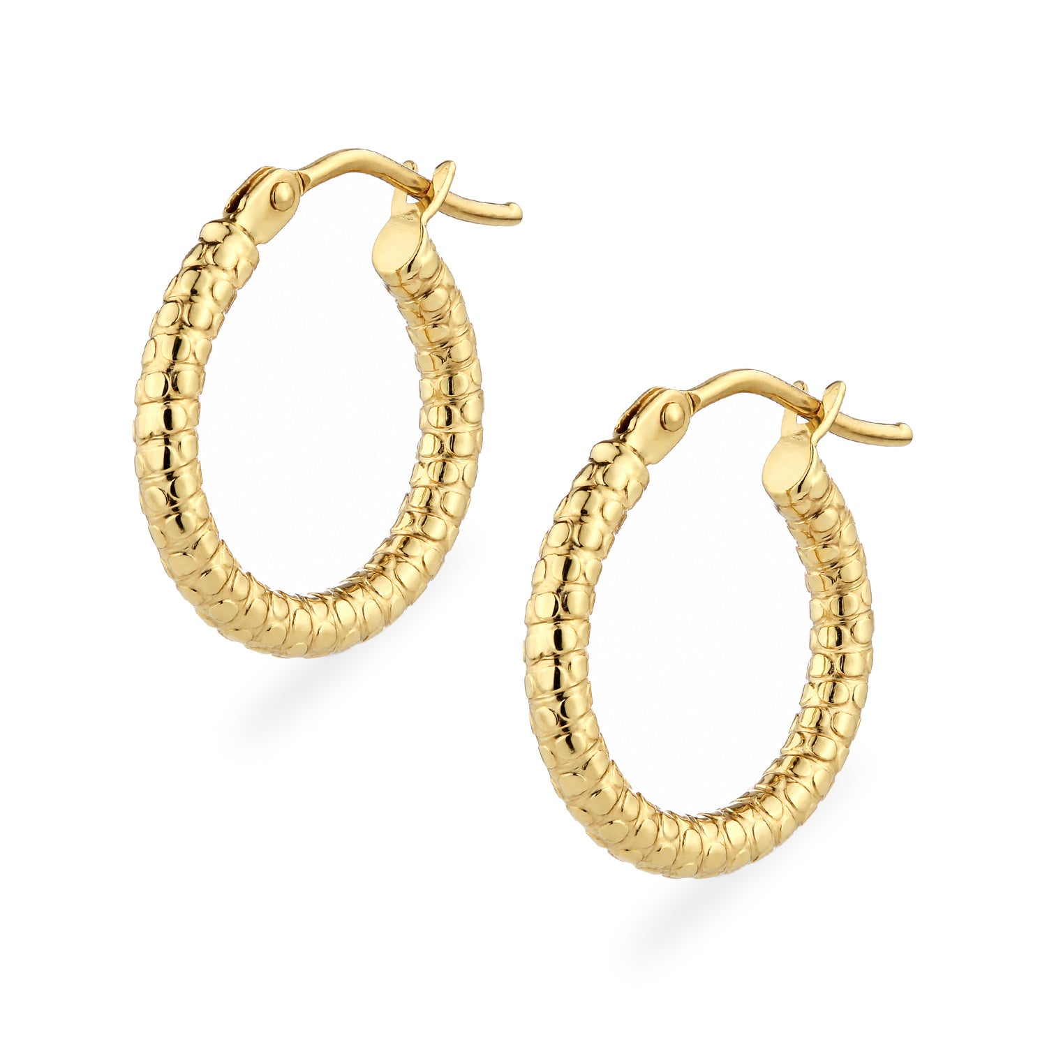 9ct Yellow Gold Diamond Cut Hoop Earrings