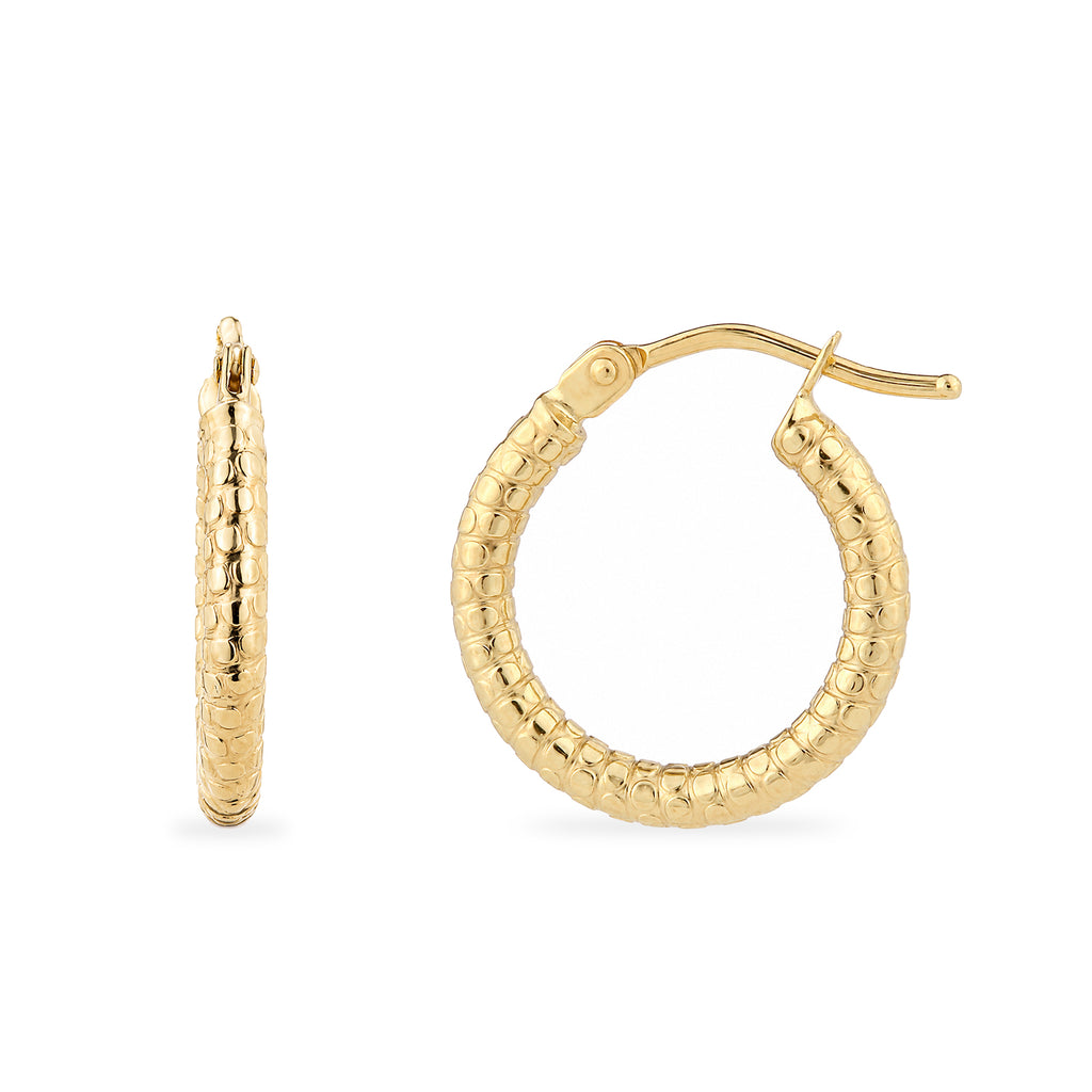 9ct Yellow Gold Diamond Cut Hoop Earrings