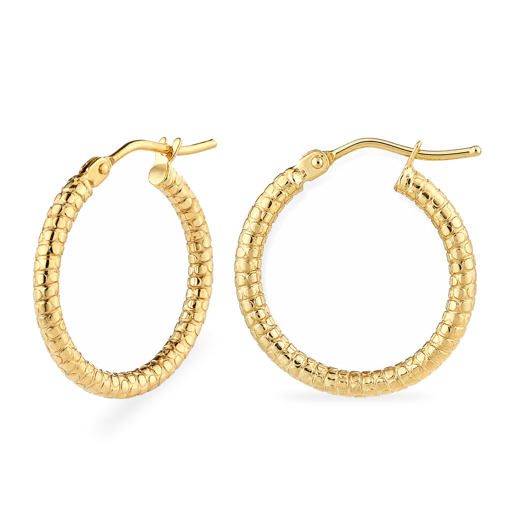 9ct Yellow Gold 15mm Diamond Cut Hoop Earrings