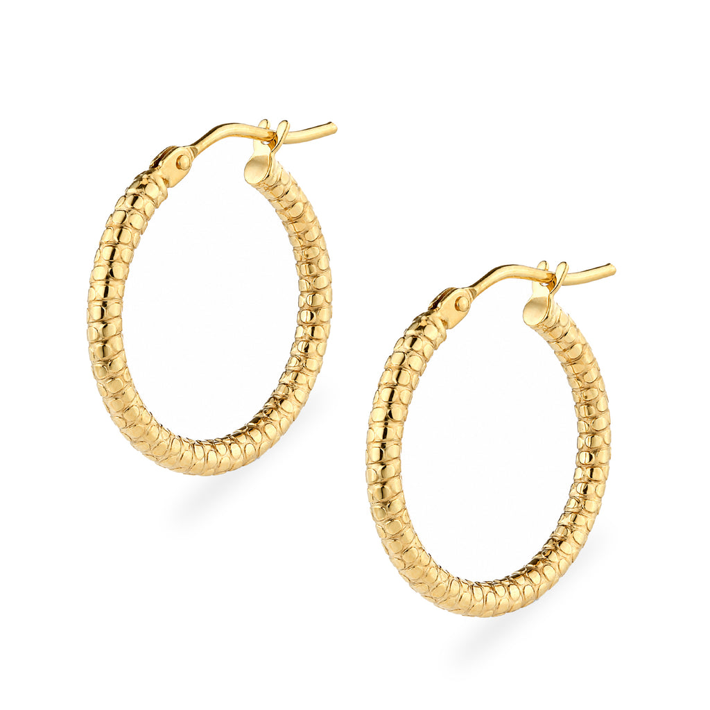9ct Yellow Gold 15mm Diamond Cut Hoop Earrings
