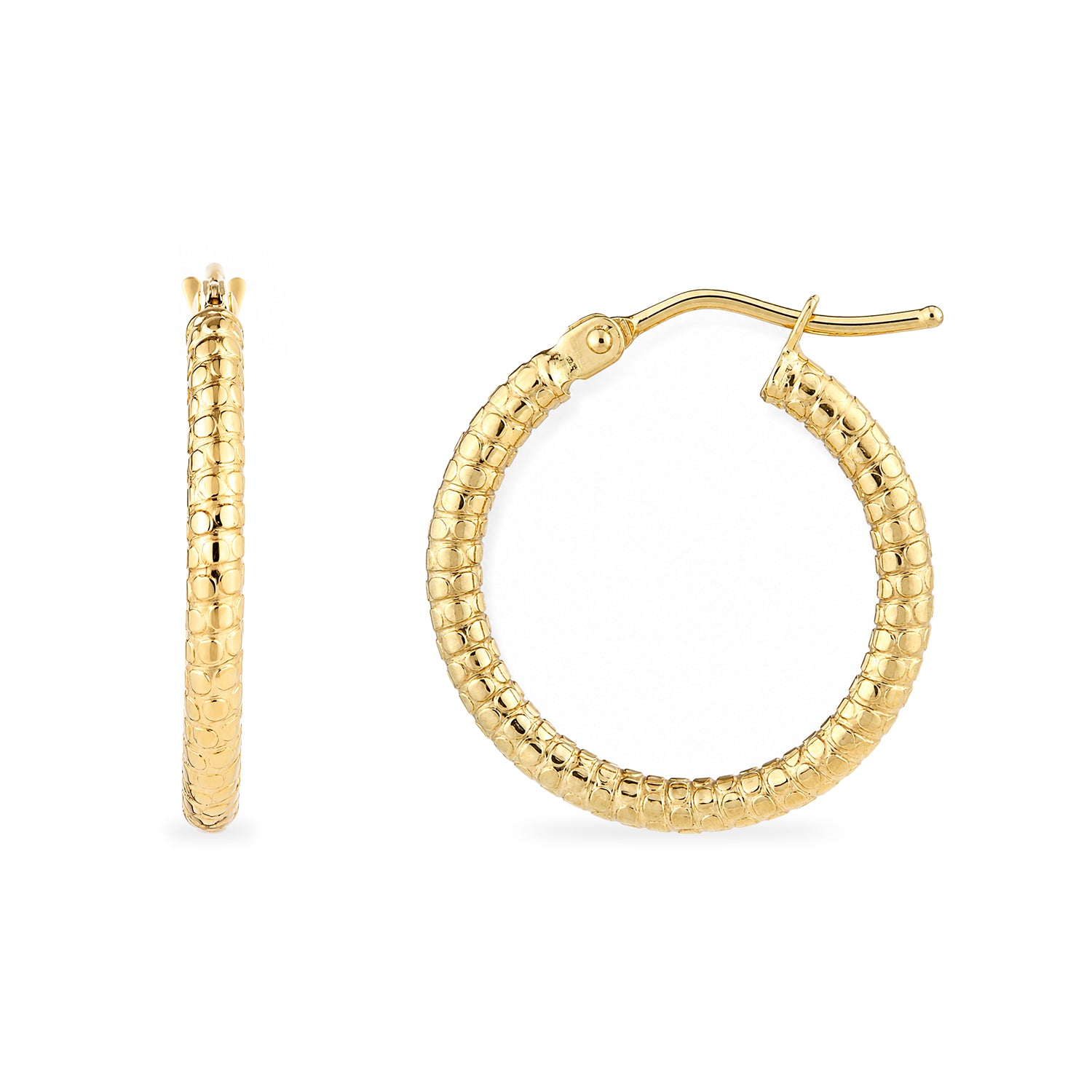 9ct Yellow Gold 15mm Diamond Cut Hoop Earrings