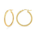 9ct Yellow Gold 20mm Diamond Cut Hoop Earrings