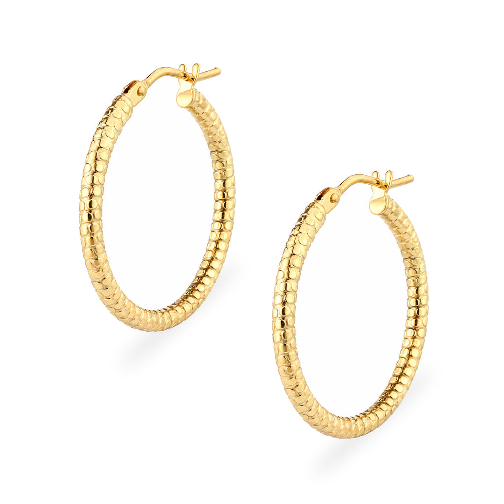 9ct Yellow Gold 20mm Diamond Cut Hoop Earrings