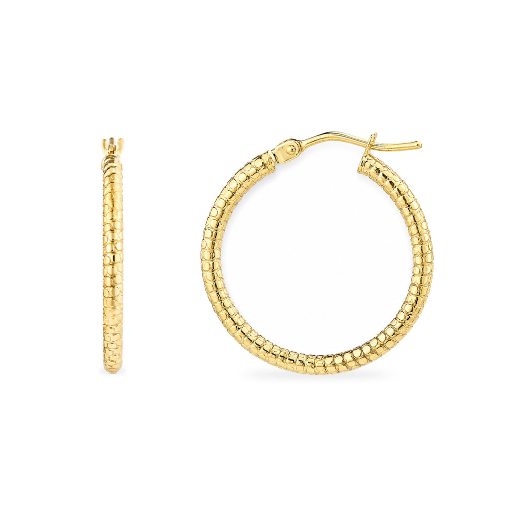 9ct Yellow Gold 20mm Diamond Cut Hoop Earrings