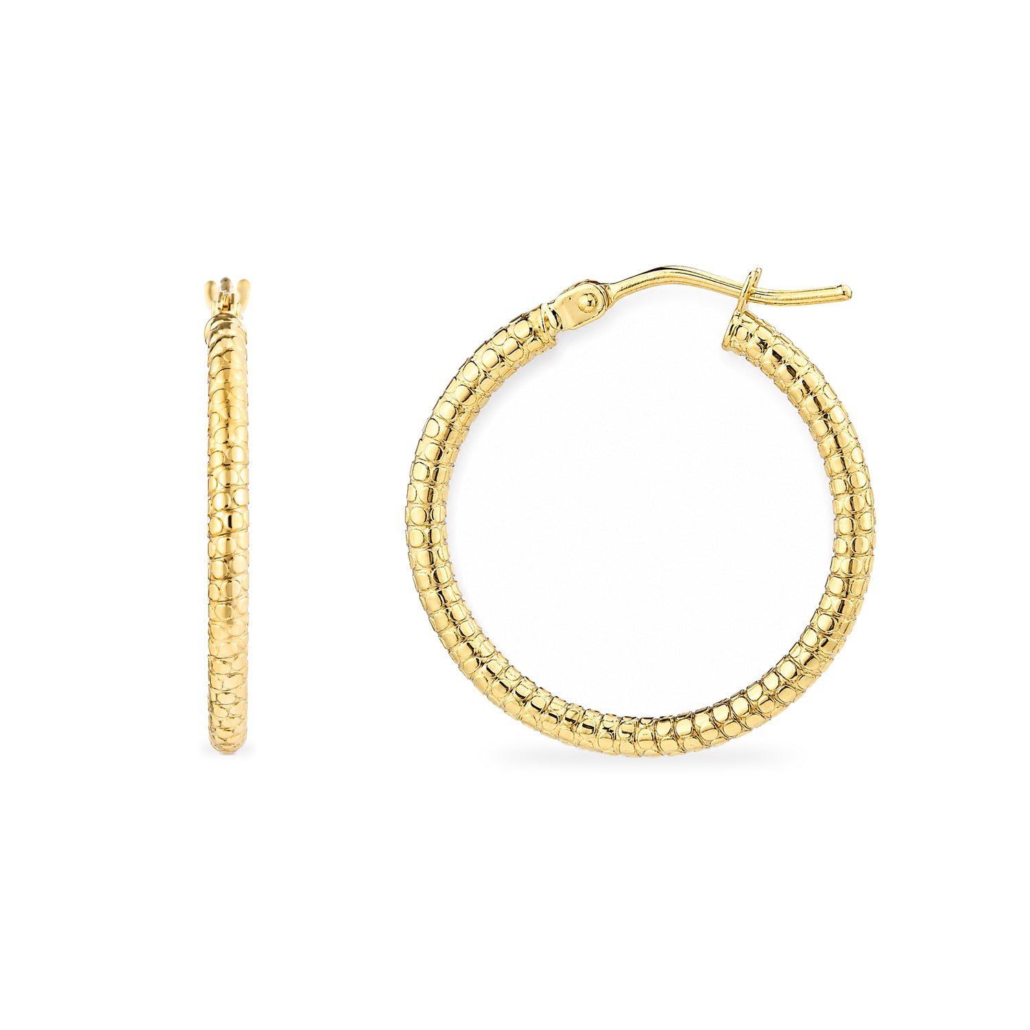 9ct Yellow Gold 20mm Diamond Cut Hoop Earrings
