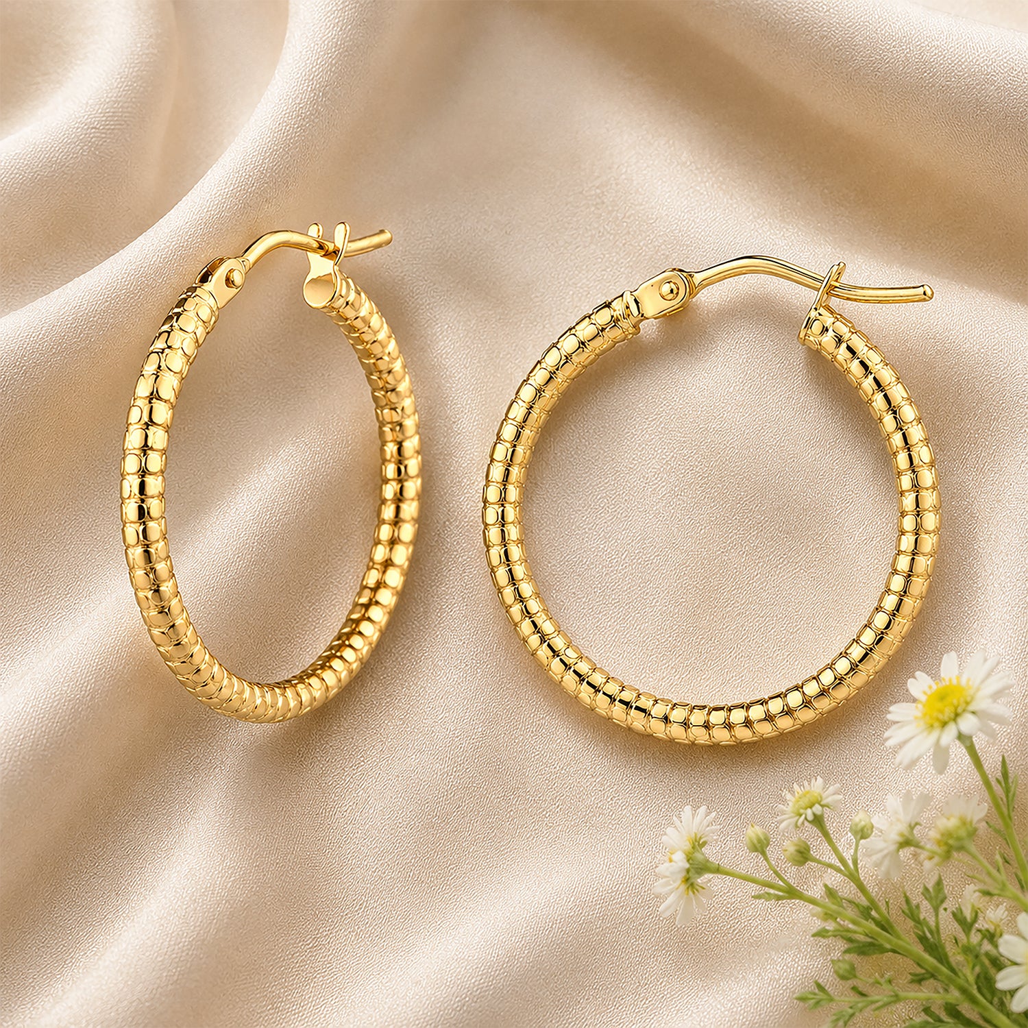 9ct Yellow Gold 20mm Diamond Cut Hoop Earrings