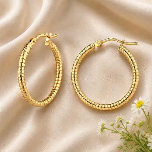 9ct Yellow Gold 20mm Diamond Cut Hoop Earrings