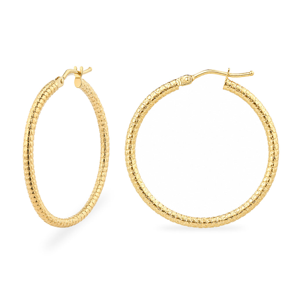 9ct Yellow Gold 25mm Diamond Cut Hoop Earrings