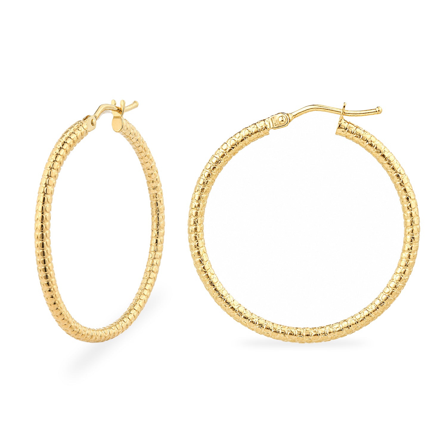 9ct Yellow Gold 25mm Diamond Cut Hoop Earrings