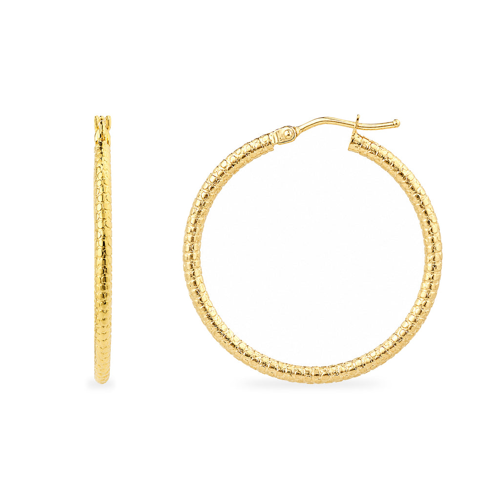 9ct Yellow Gold 25mm Diamond Cut Hoop Earrings