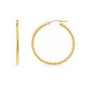 9ct Yellow Gold 25mm Diamond Cut Hoop Earrings