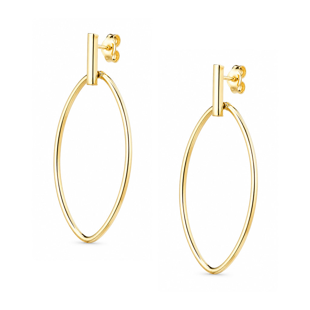 Citerna 9ct Yellow Gold Oval Hoop Drop Earrings