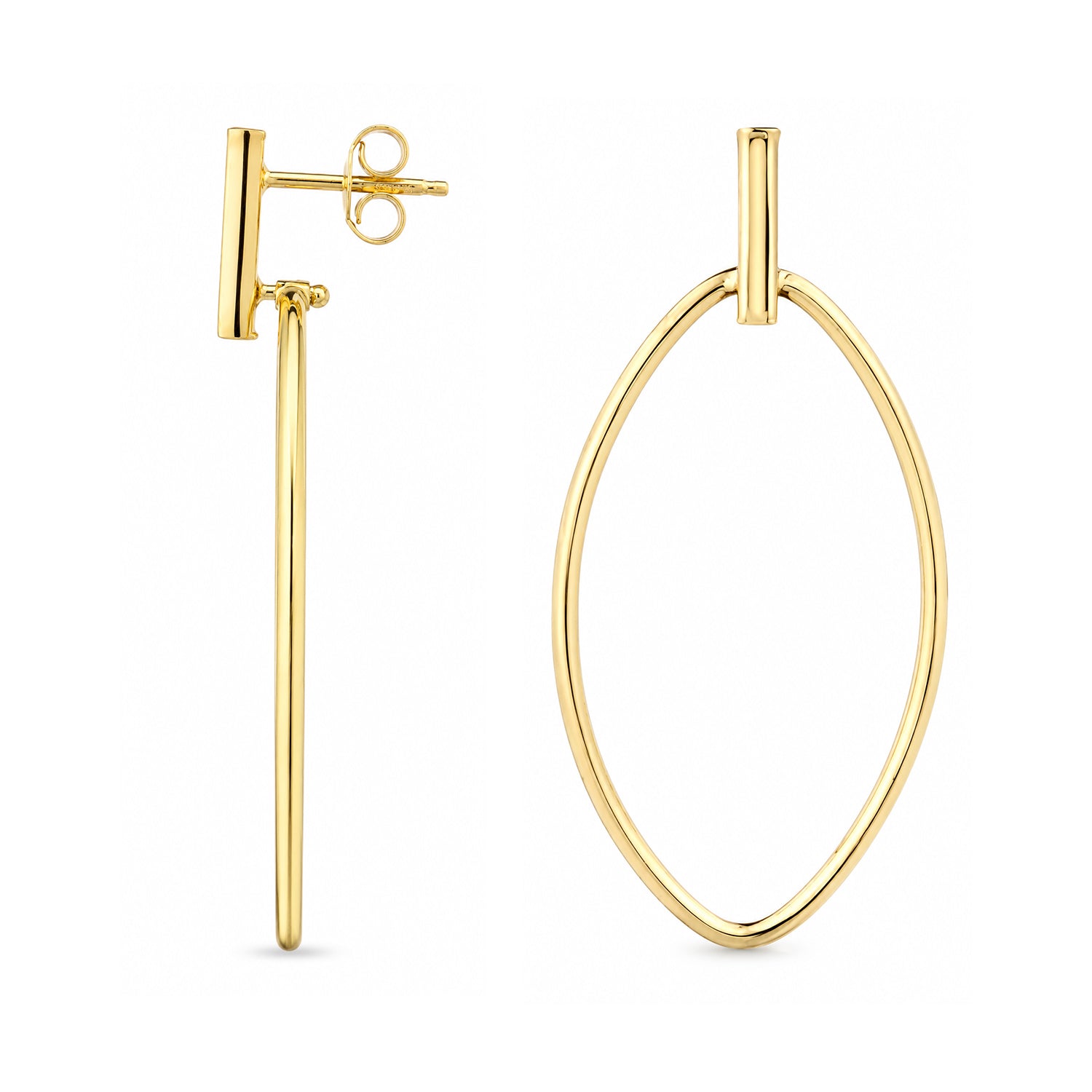 Citerna 9ct Yellow Gold Oval Hoop Drop Earrings