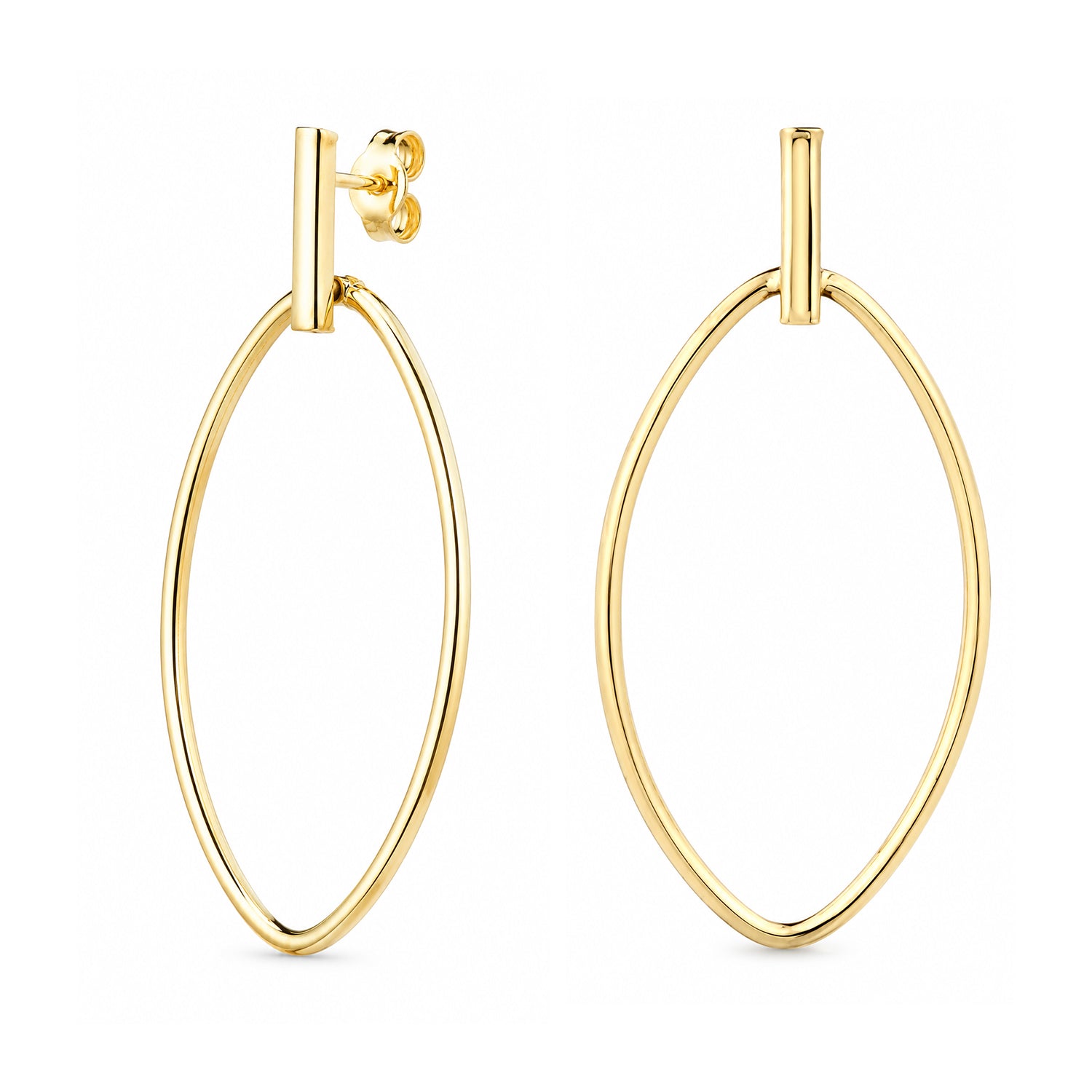 Citerna 9ct Yellow Gold Oval Hoop Drop Earrings