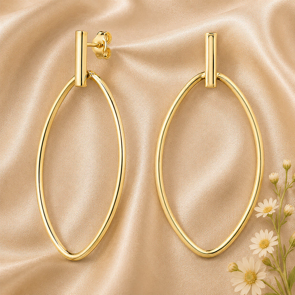 Citerna 9ct Yellow Gold Oval Hoop Drop Earrings