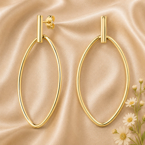 Citerna 9ct Yellow Gold Oval Hoop Drop Earrings