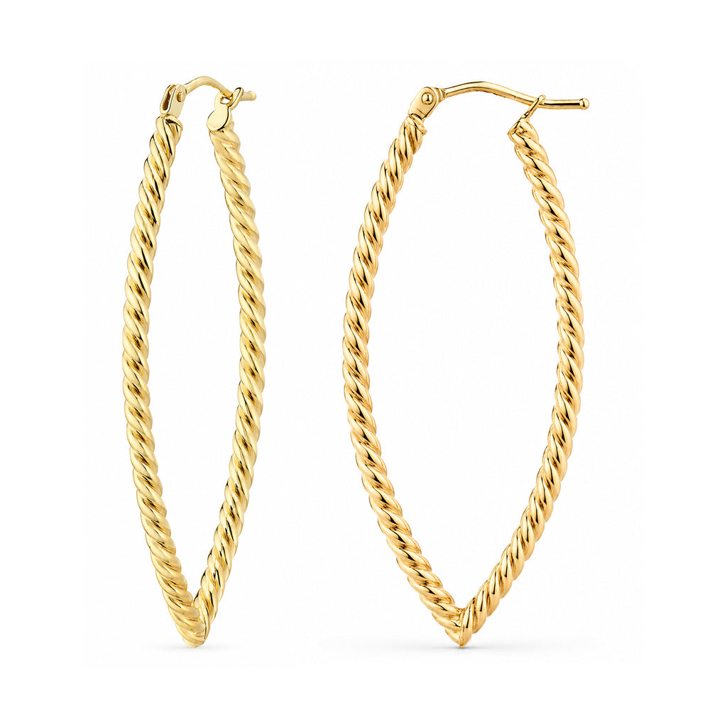 9ct Yellow Gold Popcorn Oval Hoop Earrings
