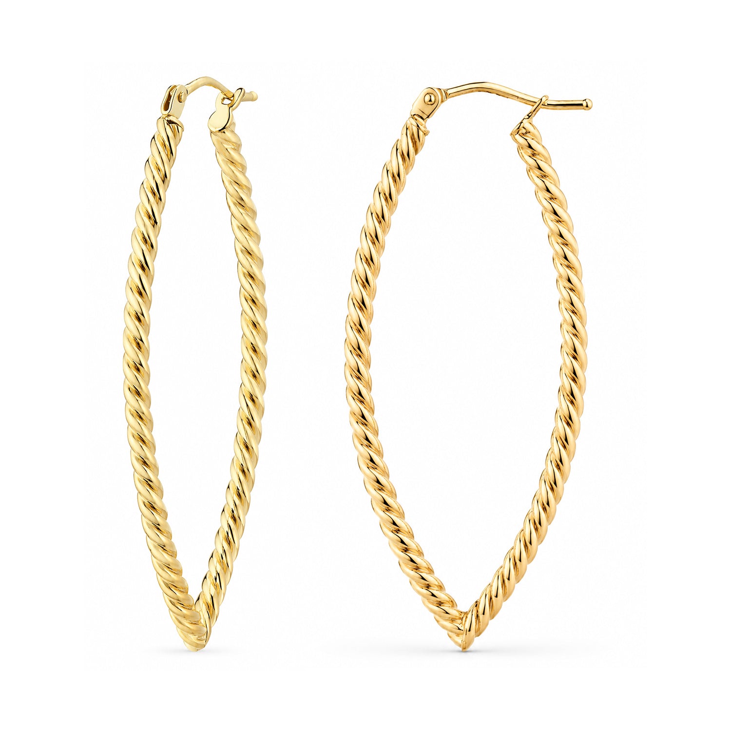 9ct Yellow Gold Popcorn Oval Hoop Earrings