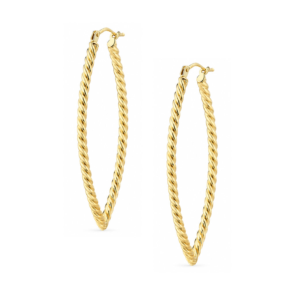 9ct Yellow Gold Popcorn Oval Hoop Earrings