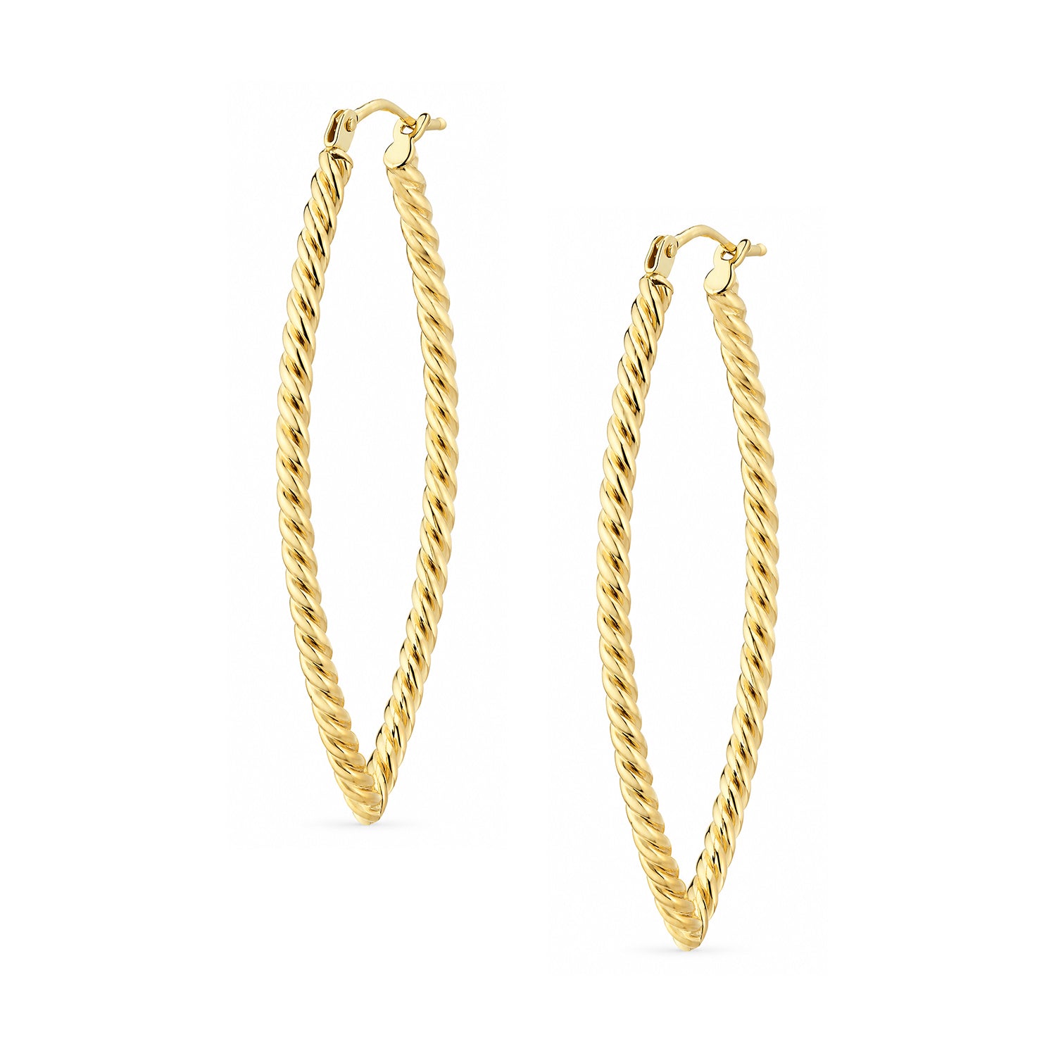 9ct Yellow Gold Popcorn Oval Hoop Earrings