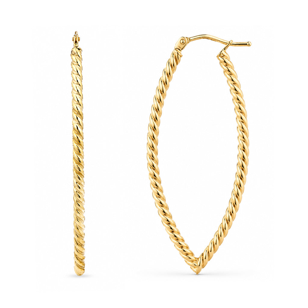 9ct Yellow Gold Popcorn Oval Hoop Earrings