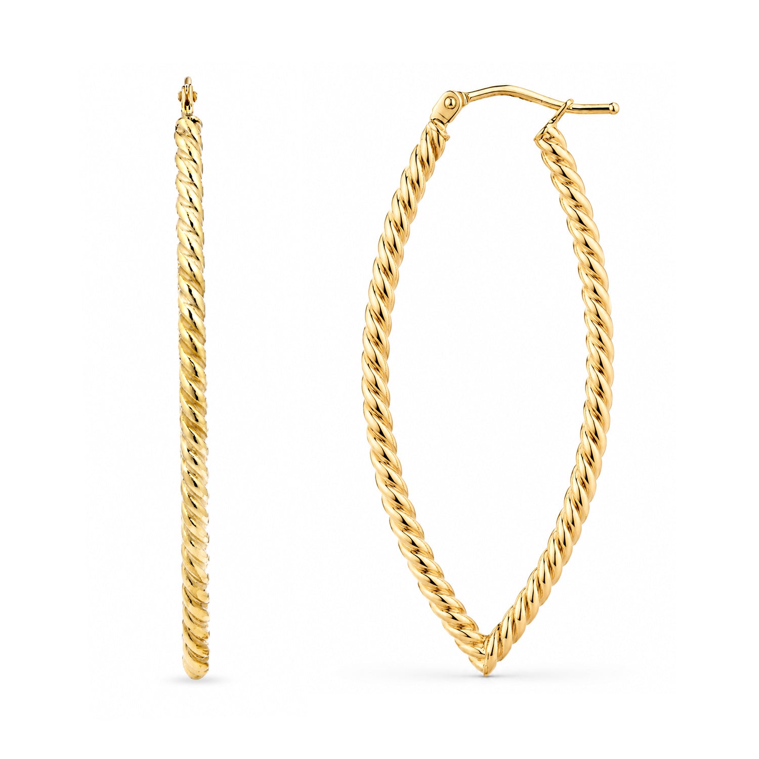9ct Yellow Gold Popcorn Oval Hoop Earrings