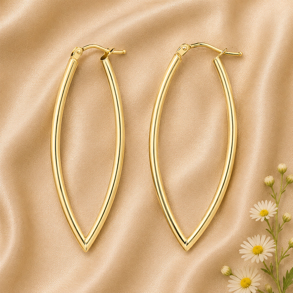 9ct Yellow Gold Oval Hoop Earrings