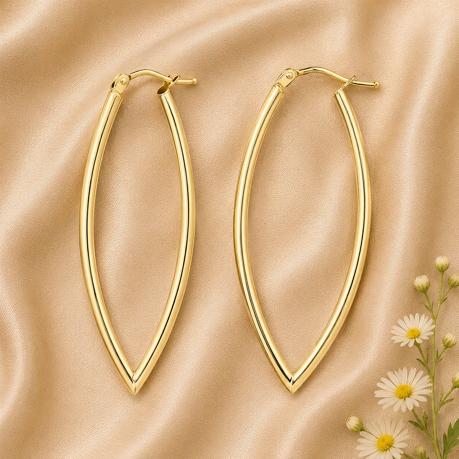9ct Yellow Gold Oval Hoop Earrings
