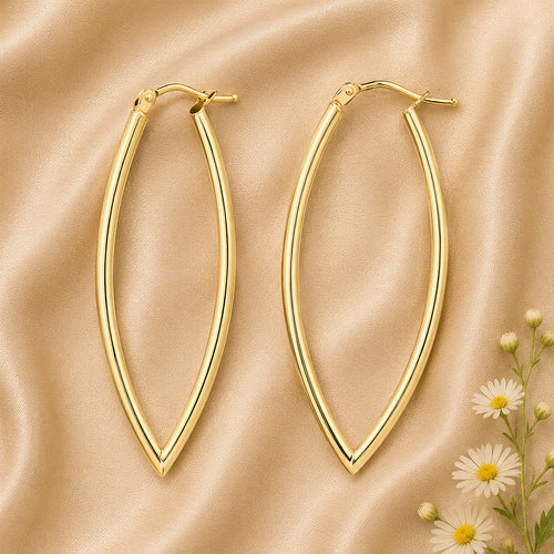 9ct Yellow Gold Oval Hoop Earrings