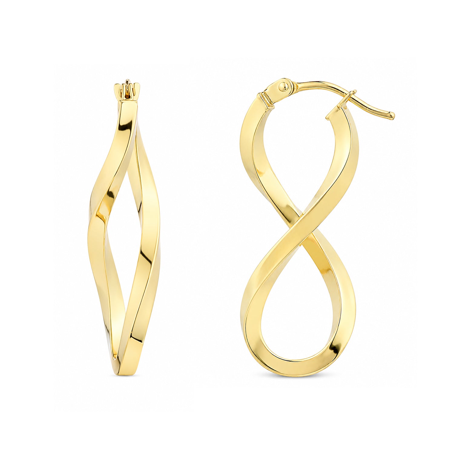 9ct Yellow Gold Square Infinity Hoop Earrings