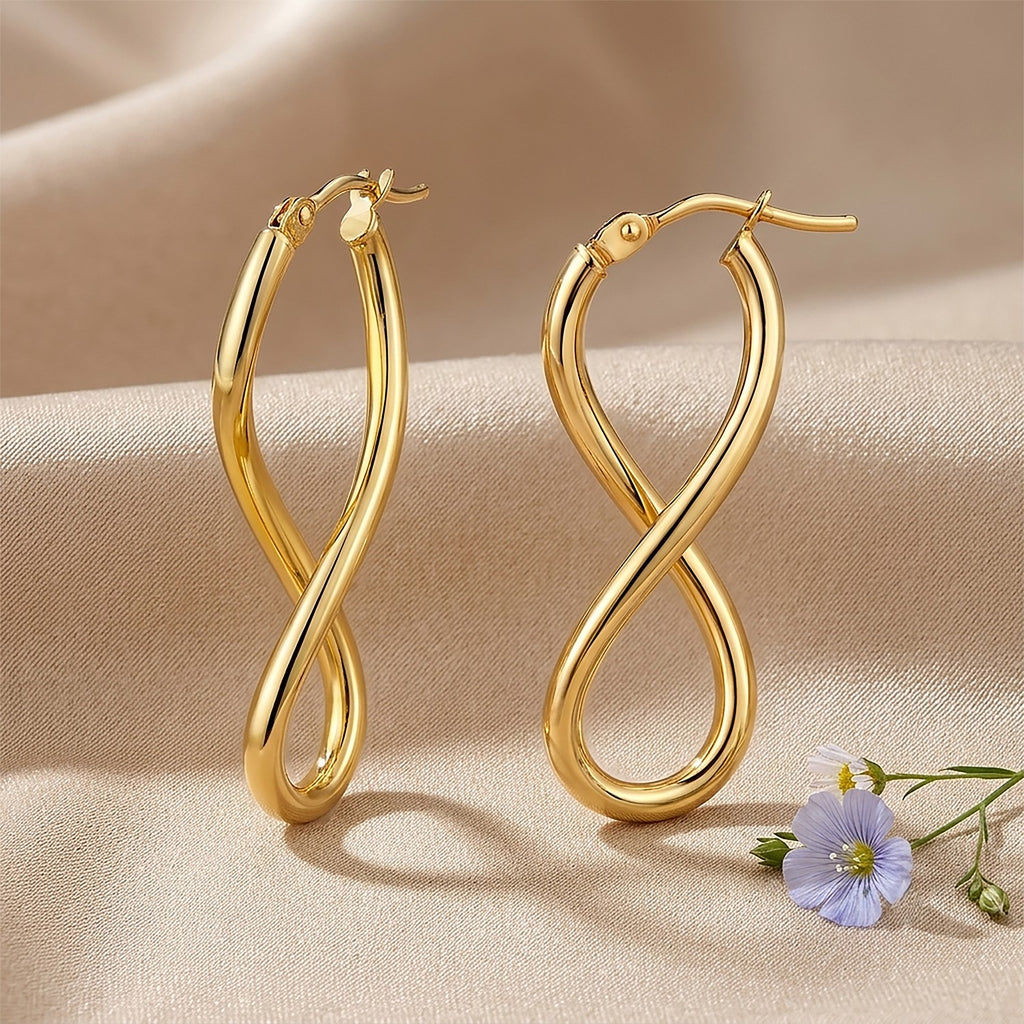 9ct Yellow Gold Infinity Hoop Earrings