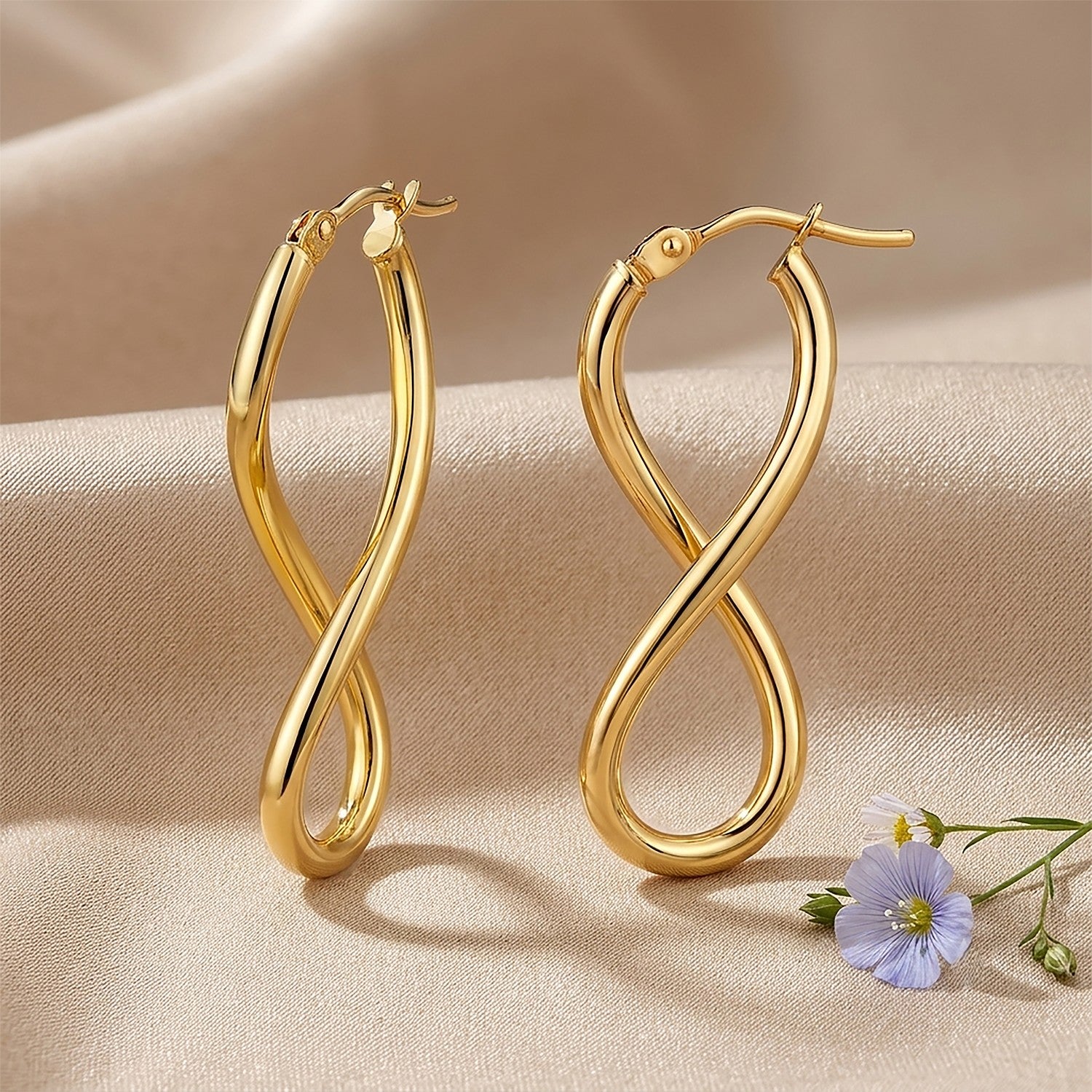 9ct Yellow Gold Infinity Hoop Earrings