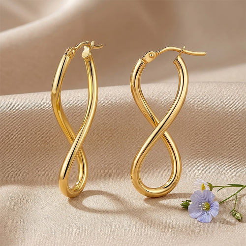 9ct Yellow Gold Infinity Hoop Earrings