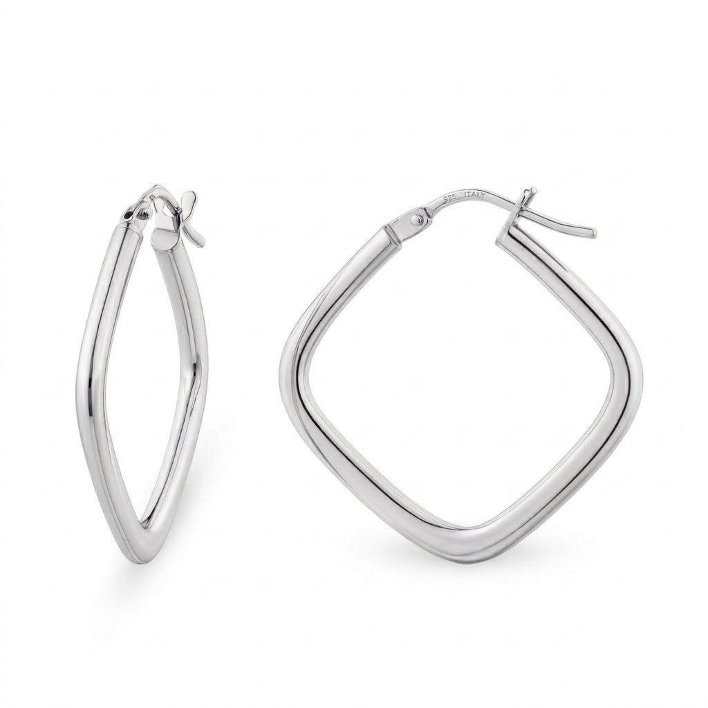 Kite Small Hoop Earrings 9ct White Gold | Prime Jewellery