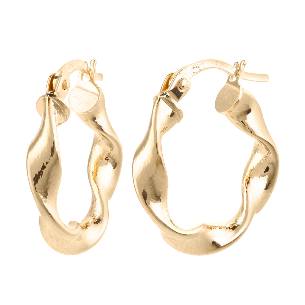 9ct Yellow Gold Twisted Hoop Earrings