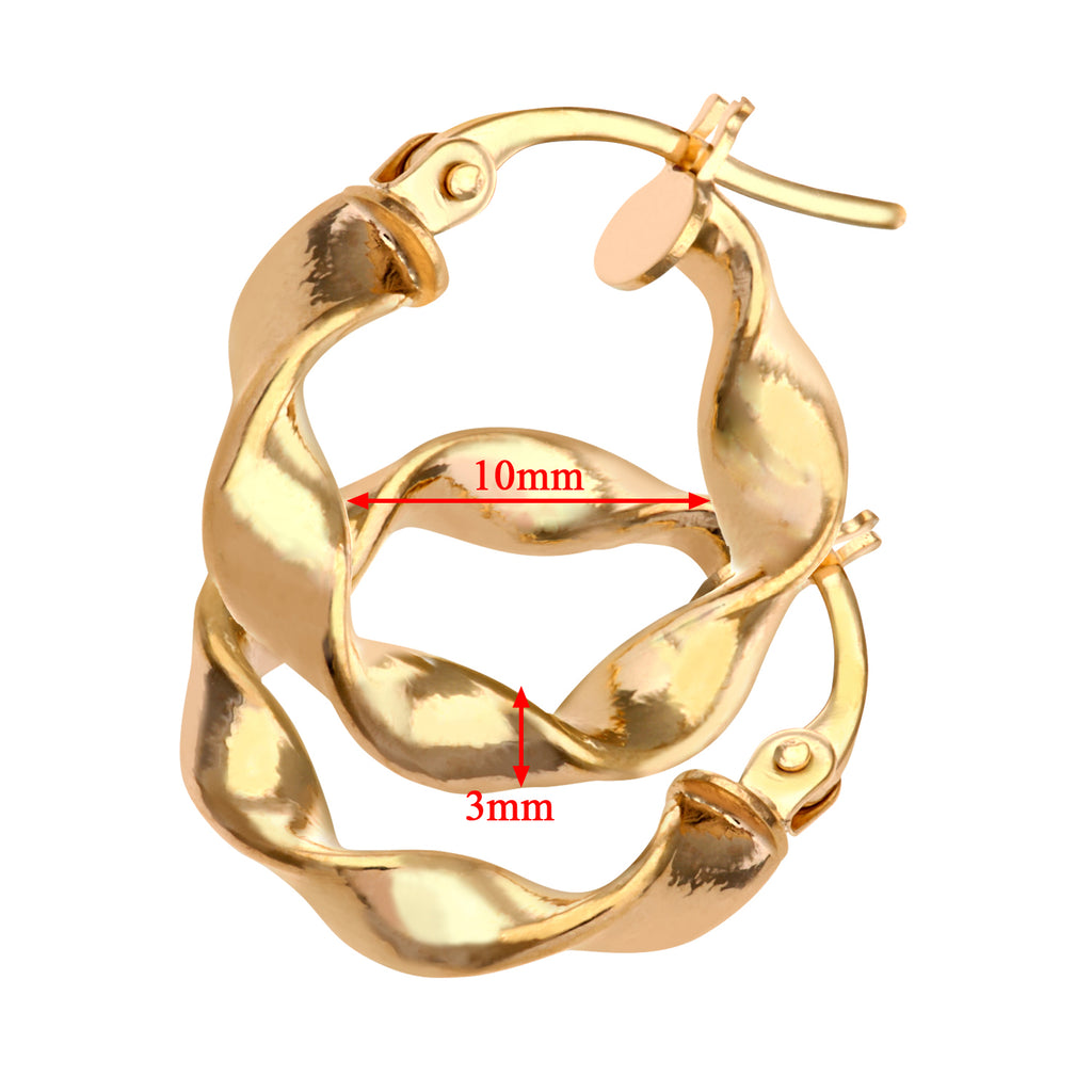 9ct Yellow Gold Twisted Hoop Earrings
