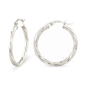 Twisted Medium Hoop Earrings 9ct White Gold | Prime Jewellery