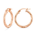 9ct Rose Gold Plated Twisted Small Hoop Earrings