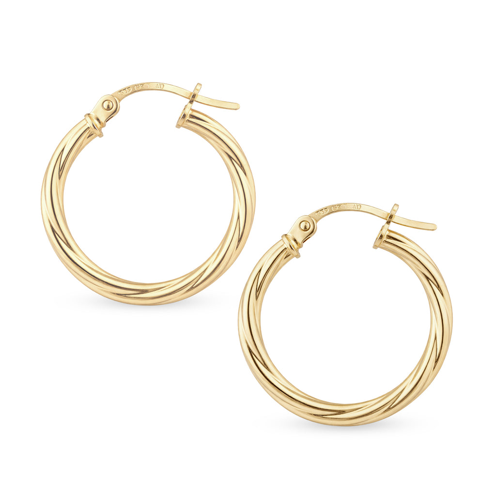 9ct Yellow Gold Polished Twisted Small Hoop Earrings