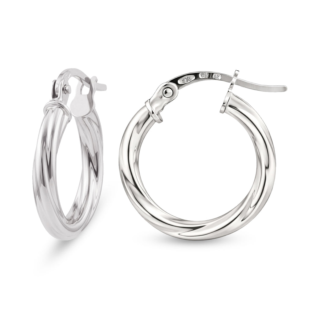 Polished Twisted Hoop Earrings 9ct Gold | Prime Jewellery