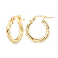 Polished Twisted Hoop Earrings 9ct Yellow Gold | Prime Jewellery