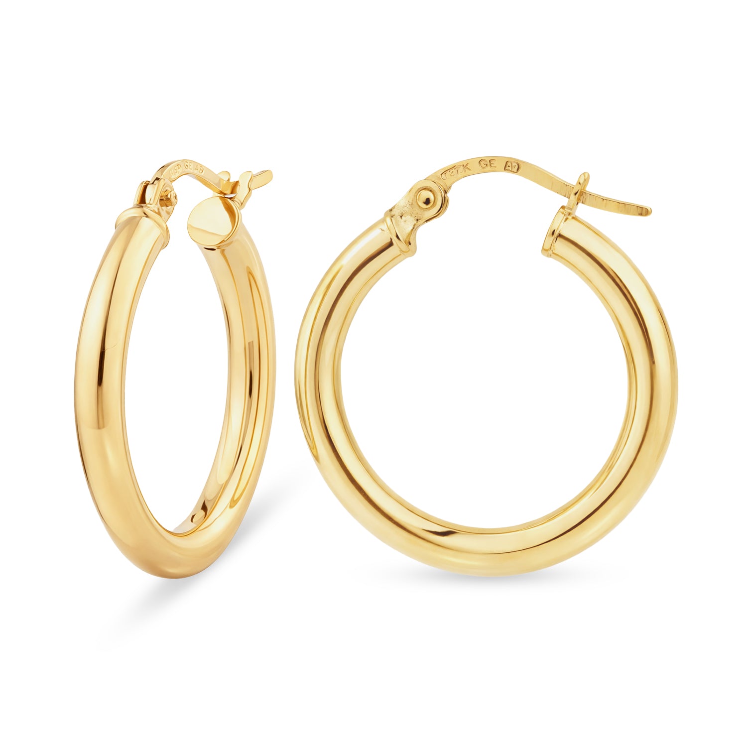 9ct Gold Polished Hoop Earrings Timeless Round Tube Hoops