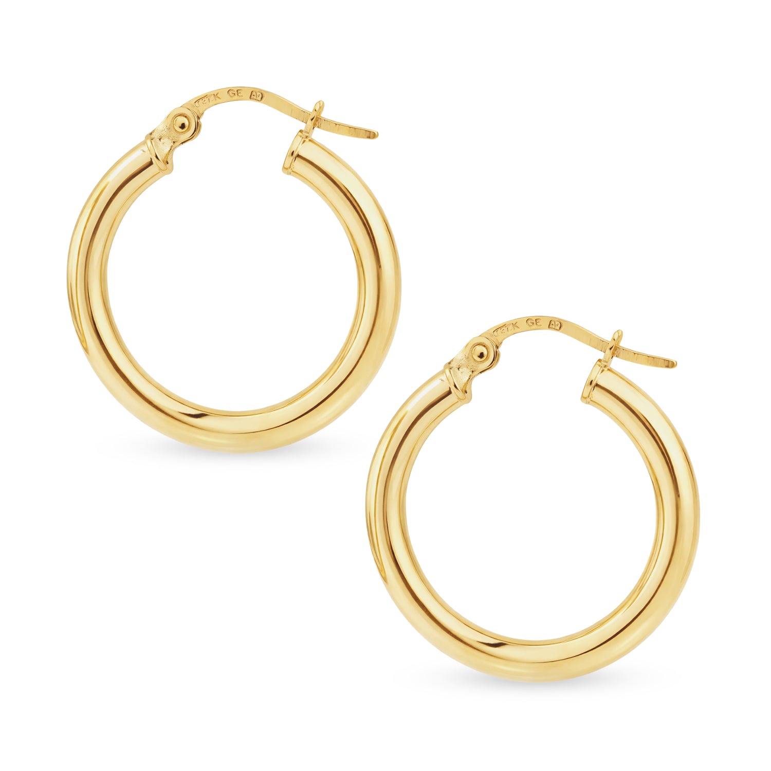 9ct Gold Polished Hoop Earrings Timeless Round Tube Hoops