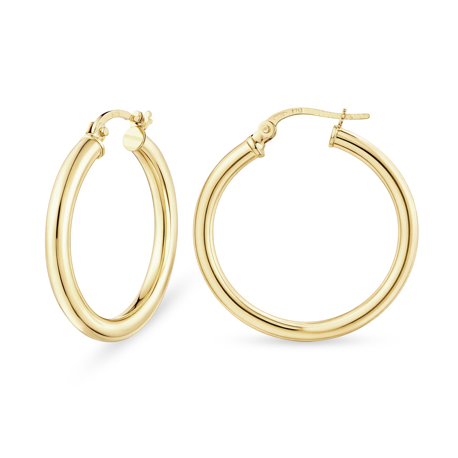 9ct Yellow Gold Polished Medium Hoop Earrings