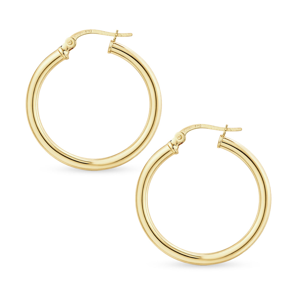 9ct Yellow Gold Polished Medium Hoop Earrings